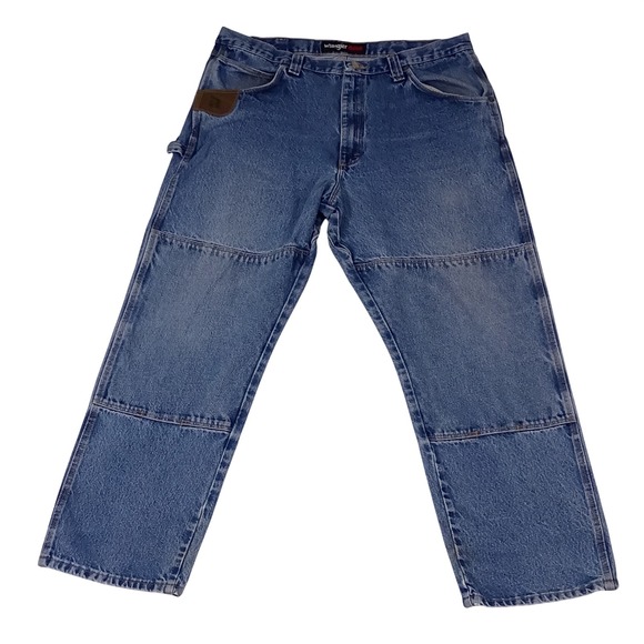 Wrangler Other - Wrangler Riggs Workwear Mens Blue Double Knee Carpenter Jeans 38x32 FITS 38X31
